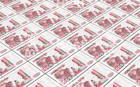 Algerian dinar bills stacks background