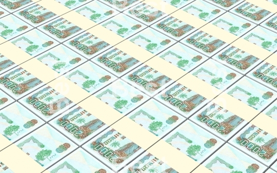 Algerian dinar bills stacks background