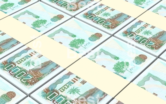 Algerian dinar bills stacks background