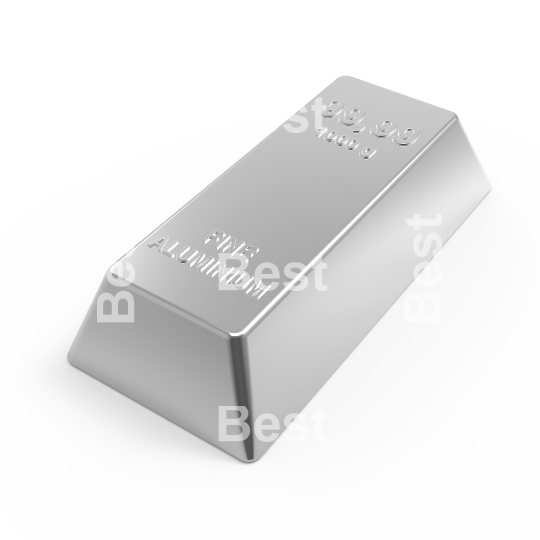 Aluminium ingot isolated on white.