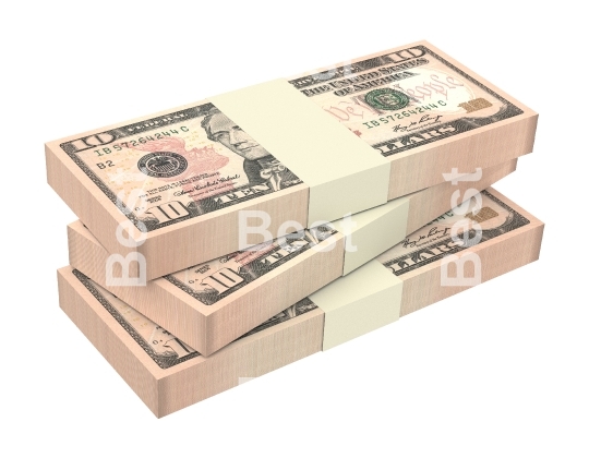 American dollar bills isolated on white background