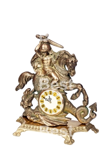 Antique bronze clock, minutes to twelve.