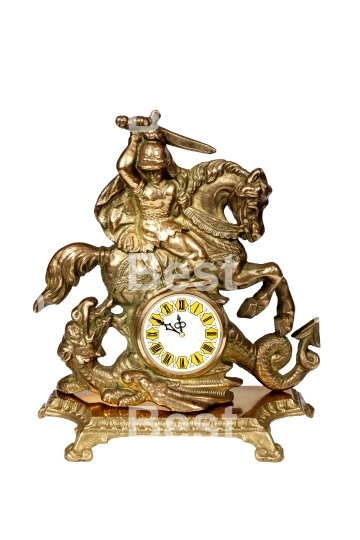 Antique bronze clock, minutes to twelve.