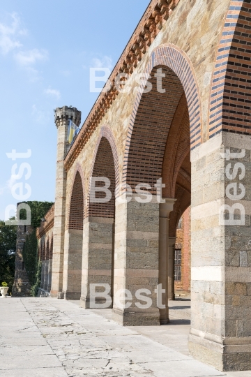 Arch way in ancient palace. 