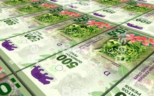 Argentina pesos bills stacks background