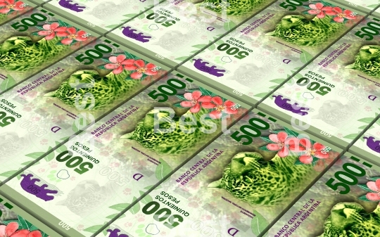 Argentina pesos bills stacks background