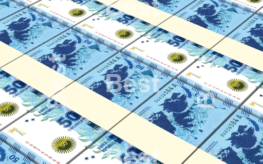 Argentina pesos bills stacks background