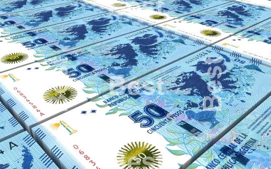 Argentina pesos bills stacks background