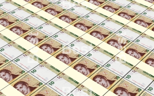 Argentina pesos bills stacks background