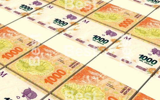 Argentina pesos bills stacks background