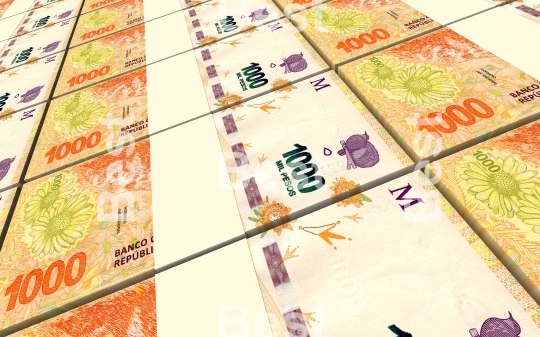 Argentina pesos bills stacks background