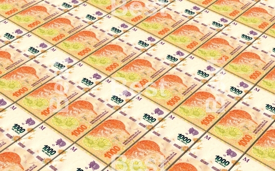 Argentina pesos bills stacks background