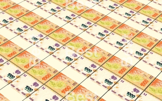 Argentina pesos bills stacks background