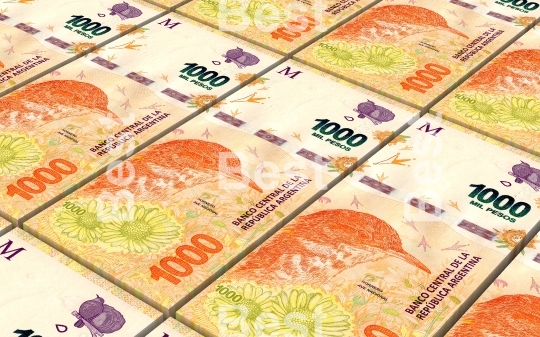 Argentina pesos bills stacks background