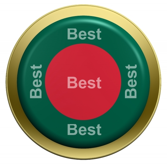 Bangladesh flag on the round button isolated on white. 