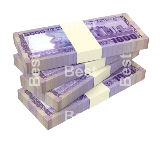 Bangladeshi taka bills isolated on white background