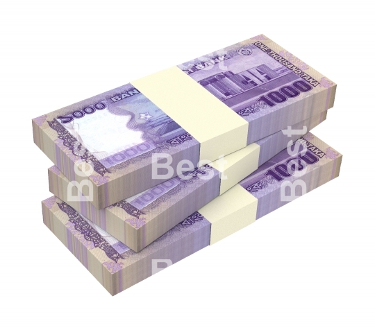 Bangladeshi taka bills isolated on white background
