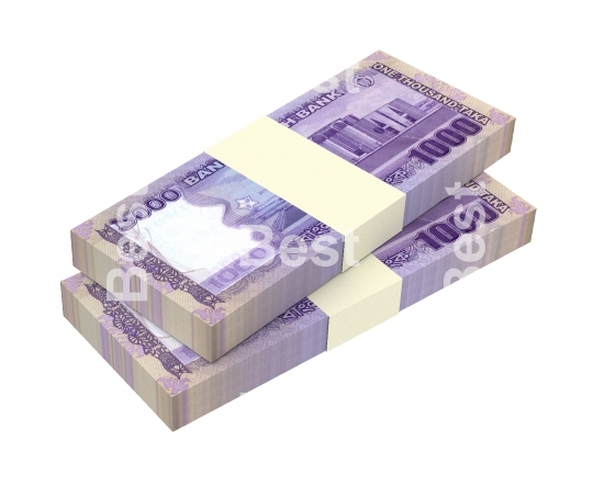 Bangladeshi taka bills isolated on white background