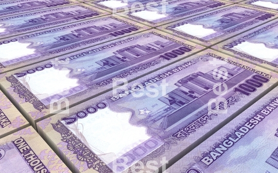 Bangladeshi taka bills stacks background