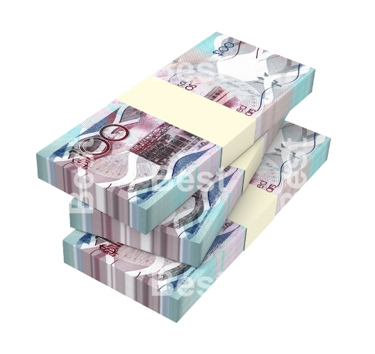 Barbadian dollar bills isolated on white background