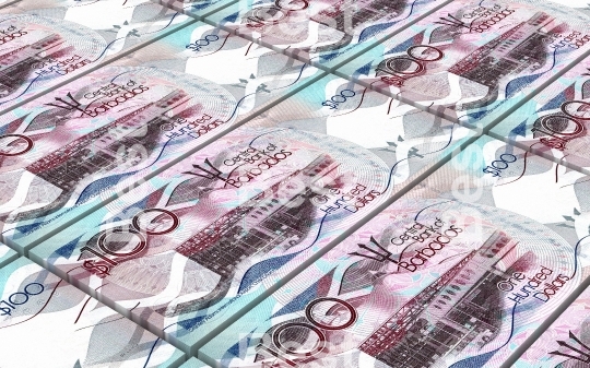Barbadian dollar bills stacks background