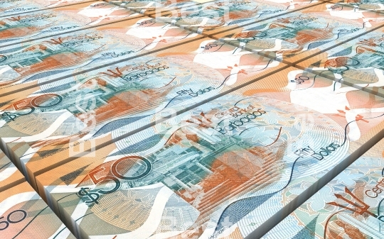 Barbadian dollar bills stacks background