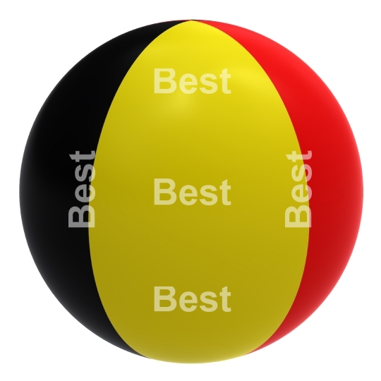 Belgium flag on the ball isolated on white.