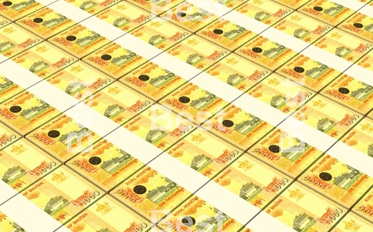 Bhutanese ngultrum bills stacks background