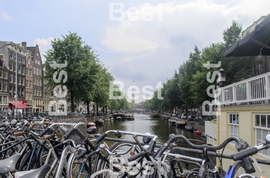 Bicycles and canal in Amsterdam