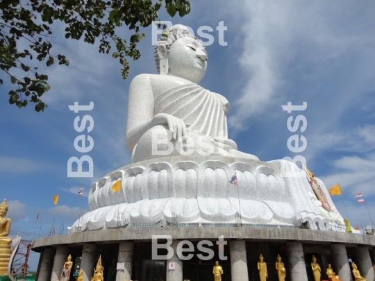 Big white marble Buddha statue