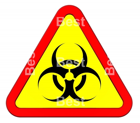 Biohazard warning sign isolated on white