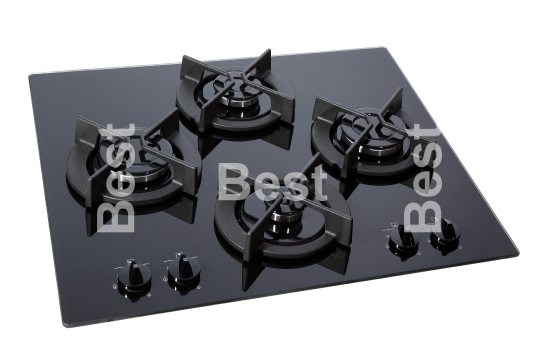 Black glass gas hob