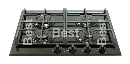 Black glass gas hob