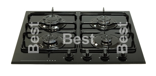 Black glass gas hob