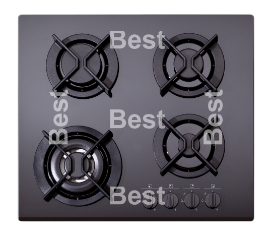 Black glass gas hob