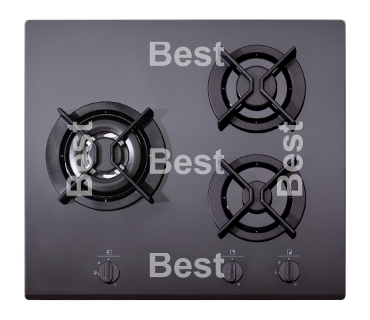 Black glass gas hob