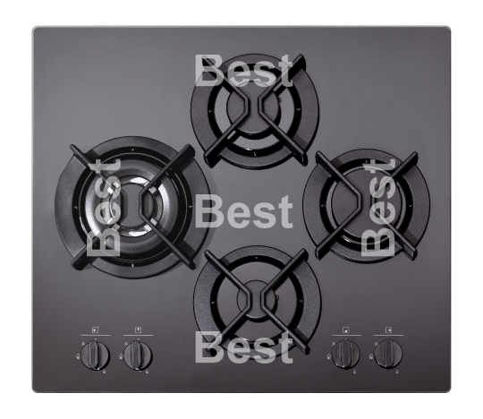 Black glass gas hob