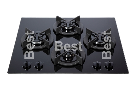 Black glass gas hob