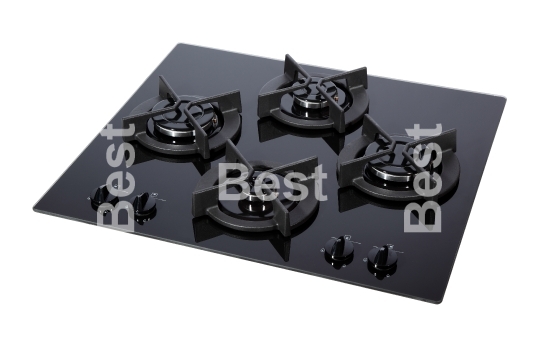 Black glass gas hob