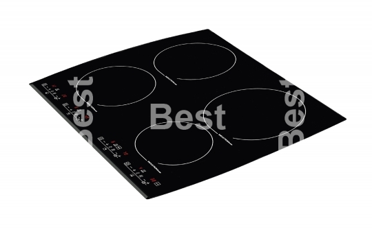 Black induction hob with touch control panel