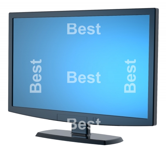 Black Lcd tv monitor on white background.