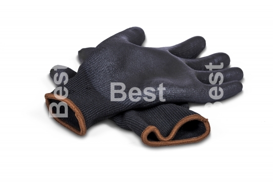 Black rubber work gloves