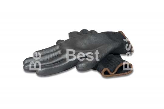 Black rubber work gloves