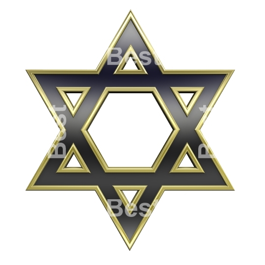 Black with gold frame Judaism religious symbol - star of david