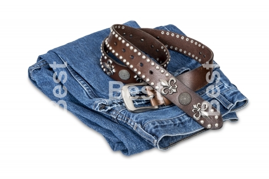 Blue jeans and leather belt