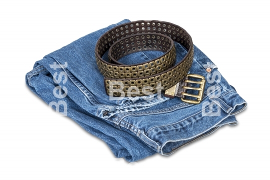 Blue jeans and leather belt