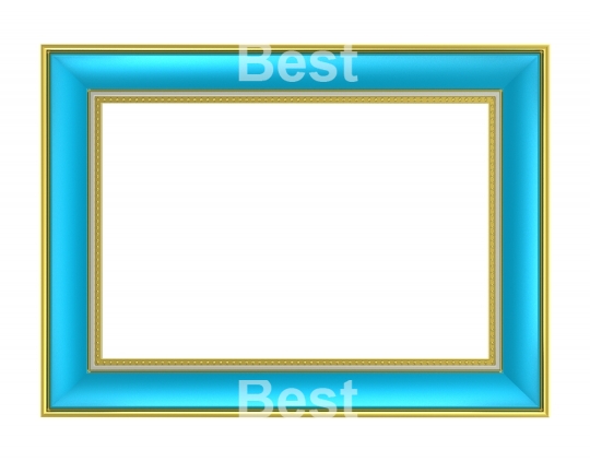 Blue picture frame isolated on white background