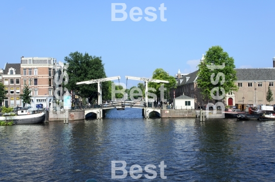 Boats on the canal in Amsterdam