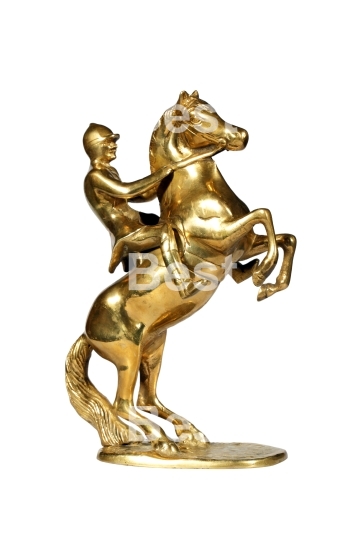 Brass statue of the jockey on a horse