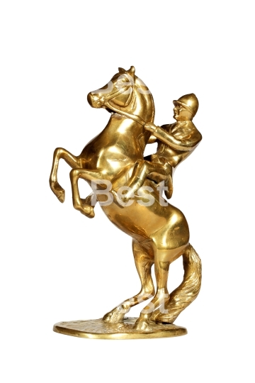 Brass statue of the jockey on a horse